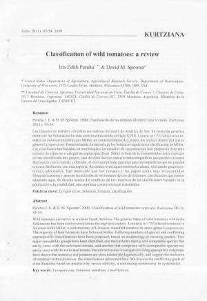 Classification of Wild Tomatoes: a Review