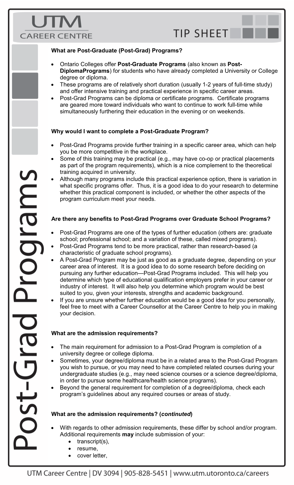 What Are Post-Graduate (Post-Grad) Programs?