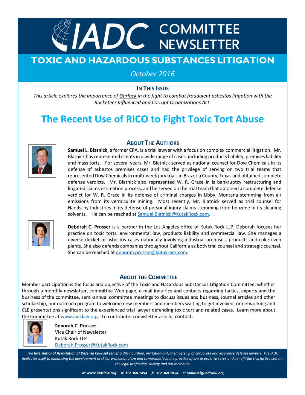 The Recent Use of RICO to Fight Toxic Tort Abuse
