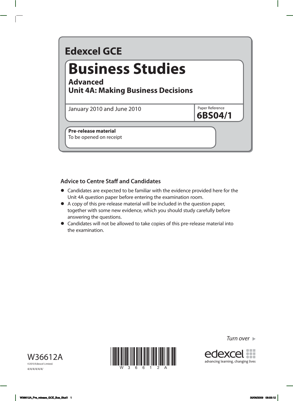 Business Studies Advanced Unit 4A: Making Business Decisions