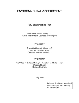 Pit 7 Reclamation Plan Environmental Assessment