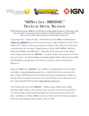 Rifftrax Live: BIRDEMIC” Flocks to Movie Theaters