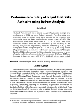 Performance Scrutiny of Nepal Electricity Authority Using Dupont Analysis