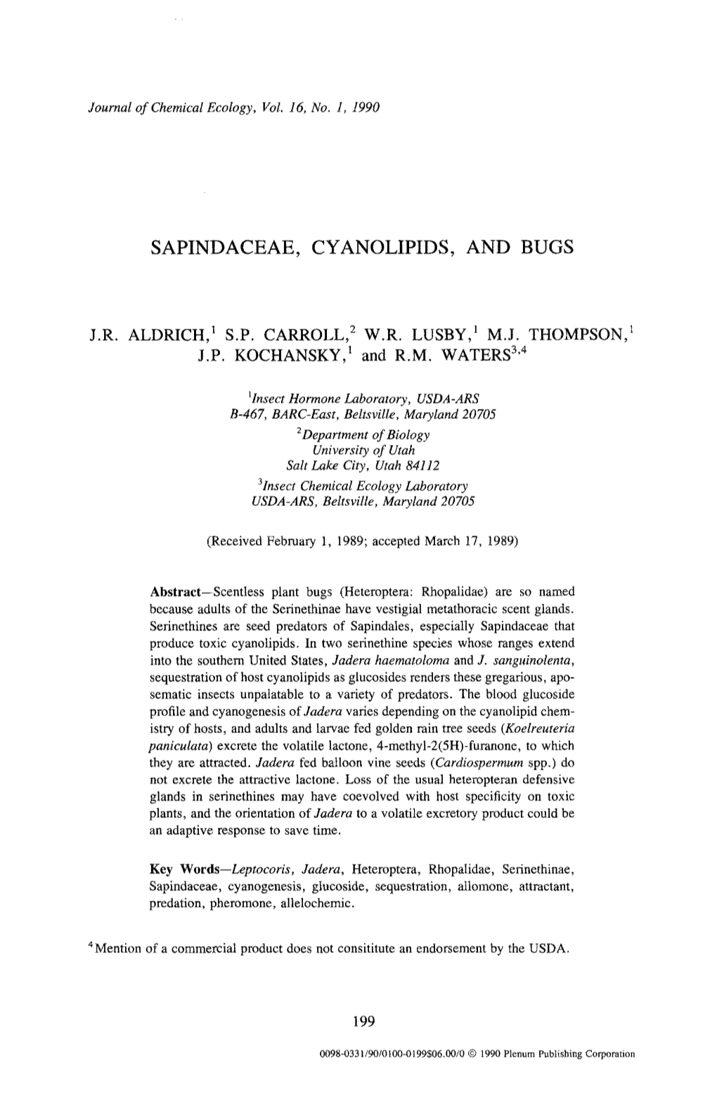 Sapindaceae, Cyanolipids, and Bugs