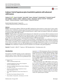 A Phase I Trial of Topotecan Plus Tivantinib in Patients with Advanced Solid Tumors