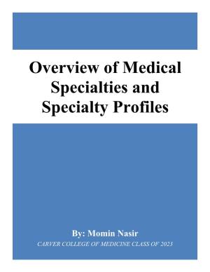 Overview of Medical Specialties and Specialty Profiles