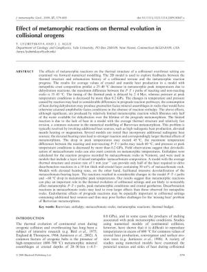Effect of Metamorphic Reactions on Thermal Evolution in Collisional Orogens