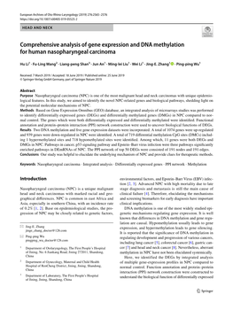 Comprehensive Analysis of Gene Expression and DNA Methylation for Human Nasopharyngeal Carcinoma