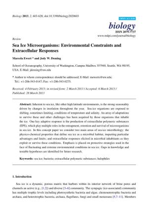 Sea Ice Microorganisms: Environmental Constraints and Extracellular Responses