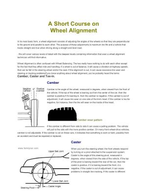 A Short Course on Wheel Alignment