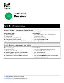 Mango's Russian Course Outline