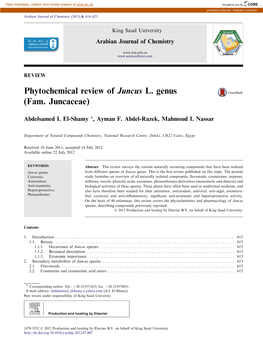 Phytochemical Review of Juncus L. Genus (Fam. Juncaceae)
