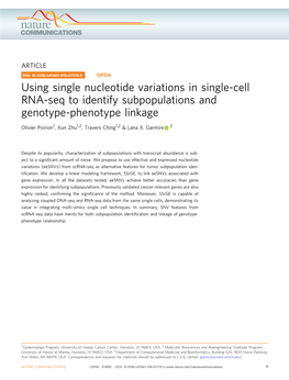 Using Single Nucleotide Variations in Single-Cell RNA-Seq to Identify Subpopulations and Genotype-Phenotype Linkage