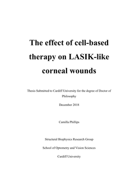 The Effect of Cell-Based Therapy on LASIK-Like Corneal Wounds