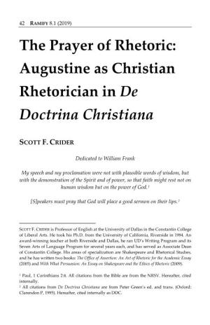 Augustine As Christian Rhetorician in De Doctrina Christiana