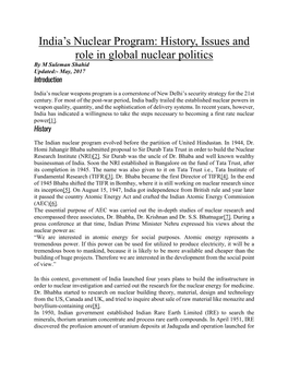 India's Nuclear Program