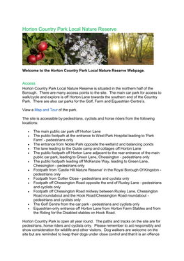 Information on Horton Country Park Local Nature Reserve