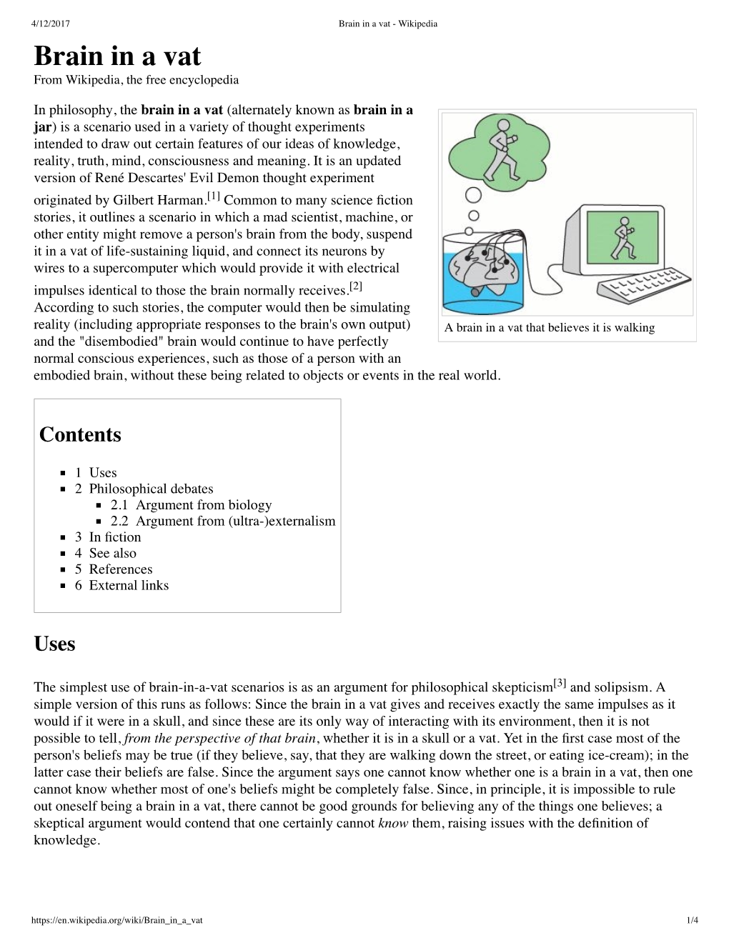 Brain in a Vat - Wikipedia Brain in a Vat from Wikipedia, the Free Encyclopedia