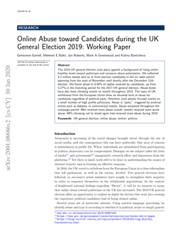 Online Abuse Toward Candidates During the UK General Election 2019