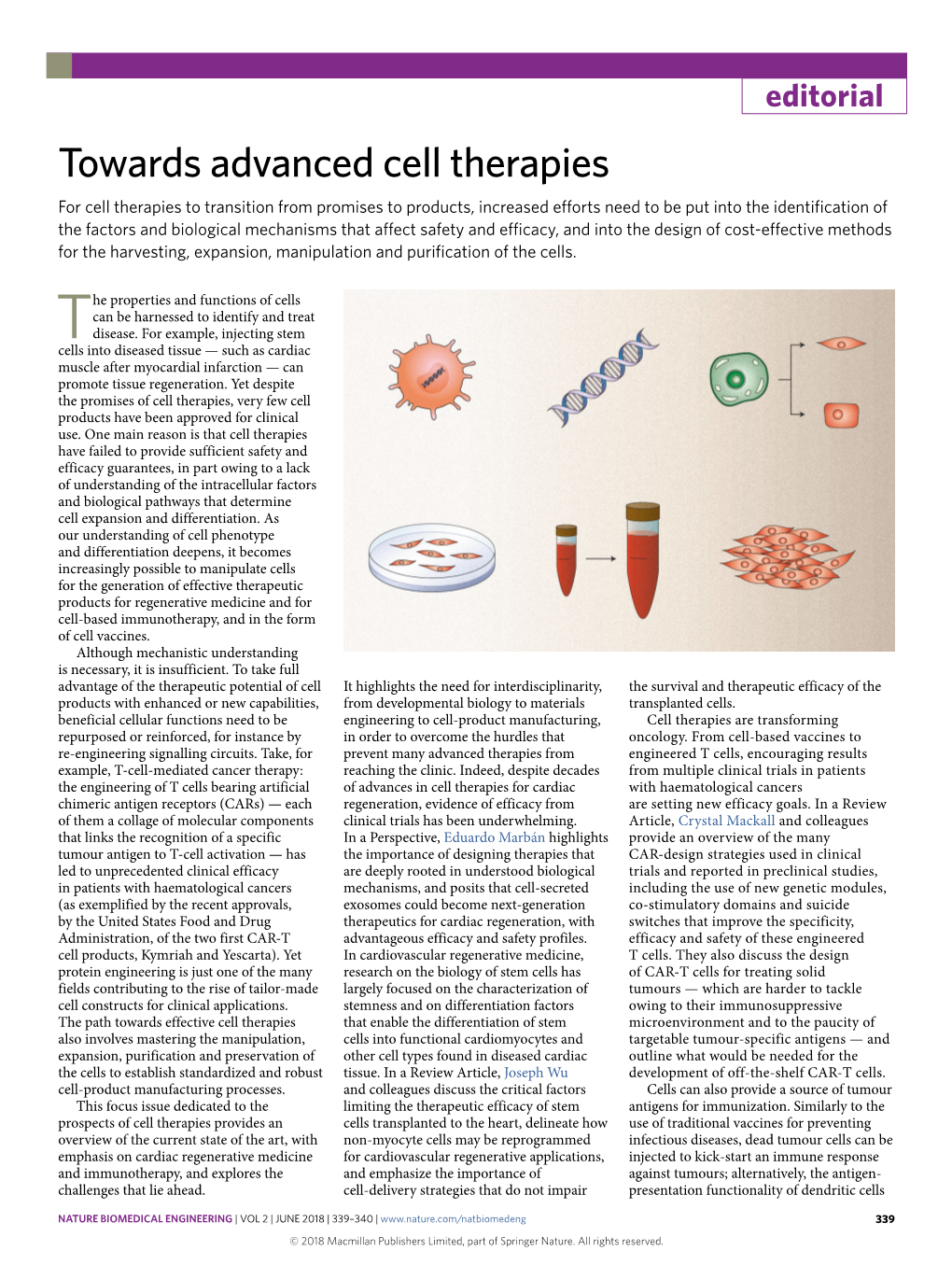 Towards Advanced Cell Therapies