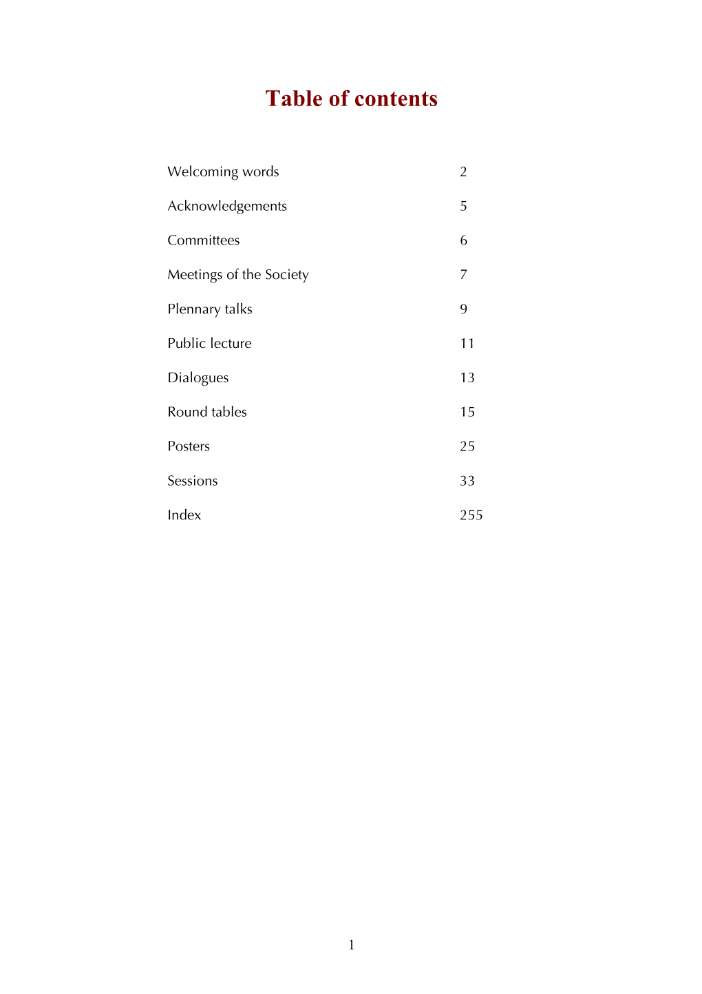 Table of Contents