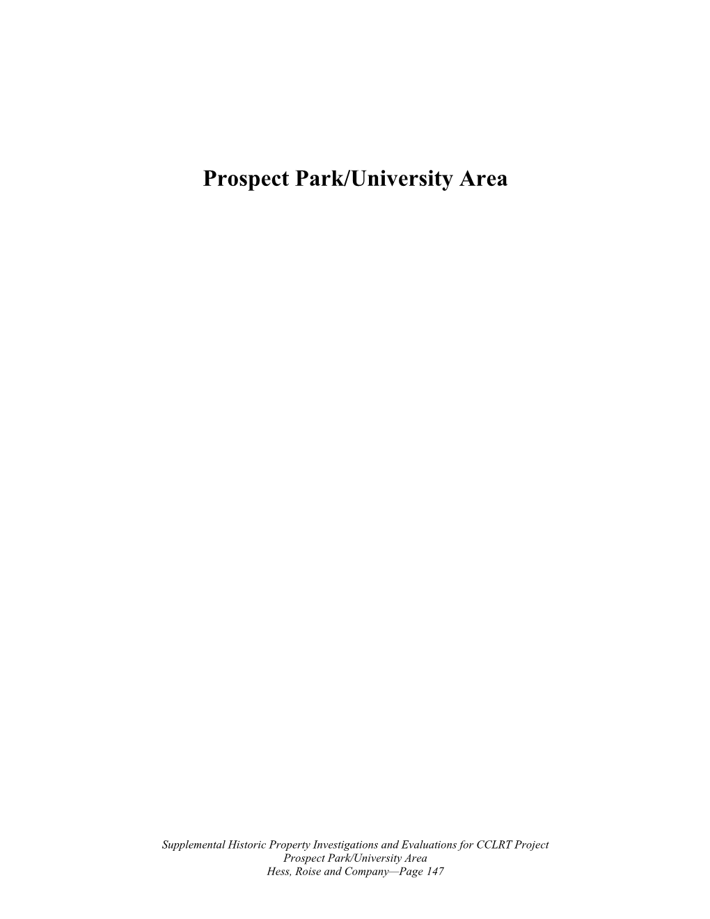 Prospect Park/University Area
