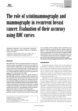 The Role of Scintimammography and Mammography in Recurrent Breast Cancer