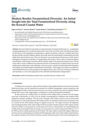 Modern Benthic Foraminiferal Diversity: an Initial Insight Into the Total Foraminiferal Diversity Along the Kuwait Coastal Water