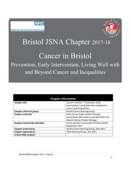 Bristol JSNA Chapter 2017-18 Cancer in Bristol