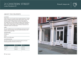 21 CHILTERN STREET Prime A1 Shop to Let London Marylebone, W1