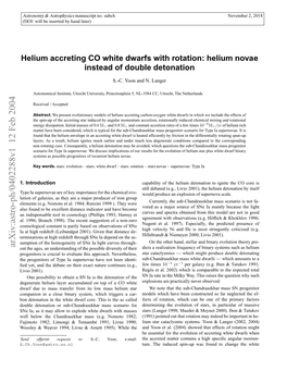 Helium Accreting CO White Dwarfs with Rotation Dwarf Structure Signiﬁcantly and to Produce Rotationally In- Table 1