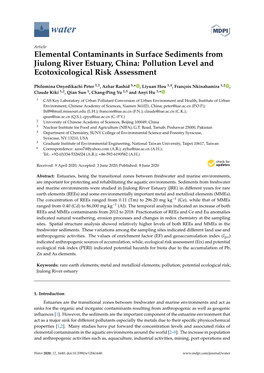Elemental Contaminants in Surface Sediments from Jiulong River Estuary, China: Pollution Level and Ecotoxicological Risk Assessment
