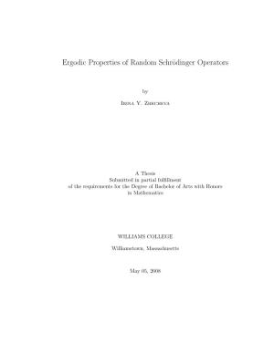 Ergodic Properties of Random Schrödinger Operators