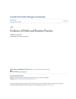 Evidence of Habit and Routine Practice William A