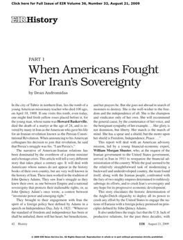 When Americans Fought for Iran's Sovereignty