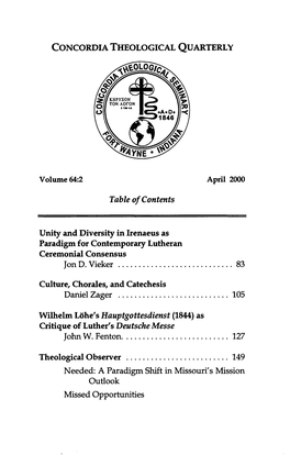 Cultures, Chorales, and Catechesis