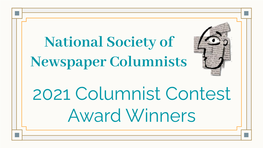 2021 Columnist Contest Award Winners Thank You