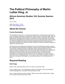 The Political Philosophy of Martin Luther King, Jr