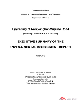 Executive Summary of the Environmental Assessment Report
