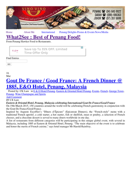 A French Dinner @ 1885, E&O Hotel, Penang, Malaysia