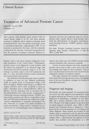Treatment of Advanced Prostate Cancer John H
