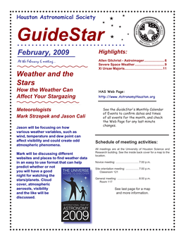 Guidestar  February, 2009 Highlights: at the February 6 Meeting