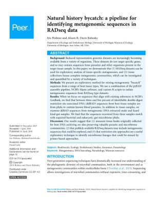 A Pipeline for Identifying Metagenomic Sequences in Radseq Data