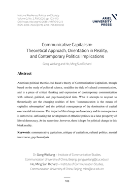 Theoretical Approach, Orientation in Reality, and Contemporary Political Implications
