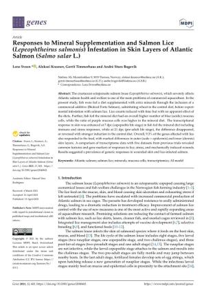 Responses to Mineral Supplementation and Salmon Lice (Lepeophtheirus Salmonis) Infestation in Skin Layers of Atlantic Salmon (Salmo Salar L.)