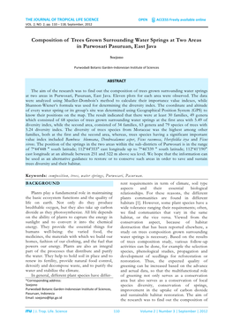Composition of Trees Grown Surrounding Water Springs at Two Areas in Purwosari Pasuruan, East Java