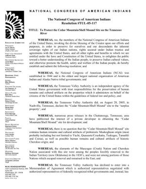 The National Congress of American Indians Resolution #TUL-05-117