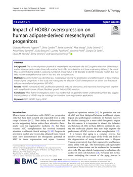 Impact of HOXB7 Overexpression on Human Adipose-Derived
