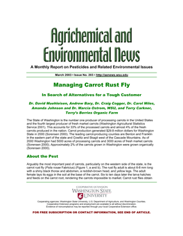 Managing Carrot Rust Fly