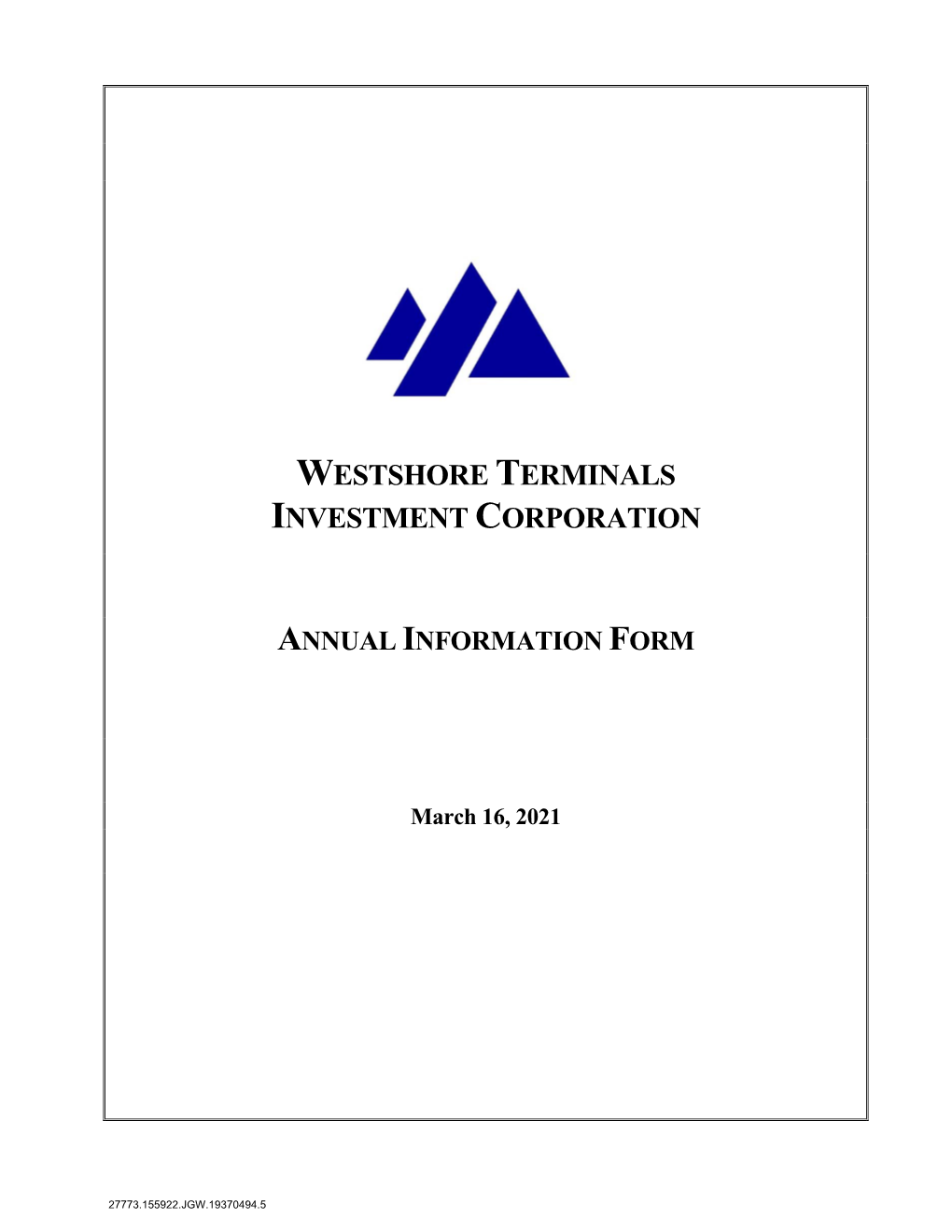 Westshore Terminals Investment Corporation